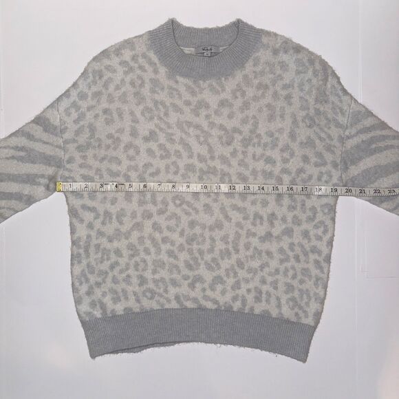 Rails Lana Leopard & Zebra Wool & Cashmere Blend Sweater Grey Pullover Luxury XS - Picture 9 of 16